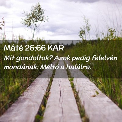Picture 02 - Máté 26:66 KAR - Mit gondoltok? Azok pedig felelvén mondának: - Bible Verse Picture