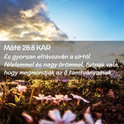Picture 02 - Máté 28:8 KAR - És gyorsan eltávozván a sírtól félelemmel - Bible Verse Picture