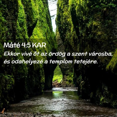 Picture 02 - Máté 4:5 KAR - Ekkor vivé õt az ördög a szent városba, és - Bible Verse Picture