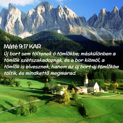Picture 02 - Máté 9:17 KAR - Új bort sem töltenek ó tömlõkbe; - Bible Verse Picture