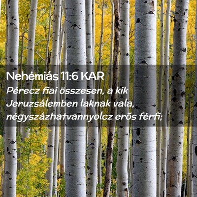 Picture 02 - Nehémiás 11:6 KAR - Pérecz fiai összesen, a kik Jeruzsálemben - Bible Verse Picture