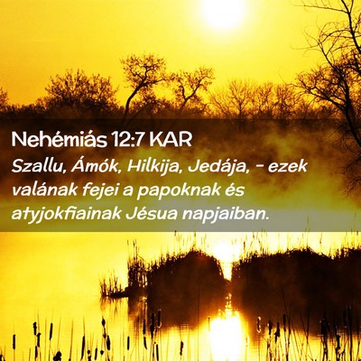 Picture 02 - Nehémiás 12:7 KAR - Szallu, Ámók, Hilkija, Jedája, - ezek valának - Bible Verse Picture