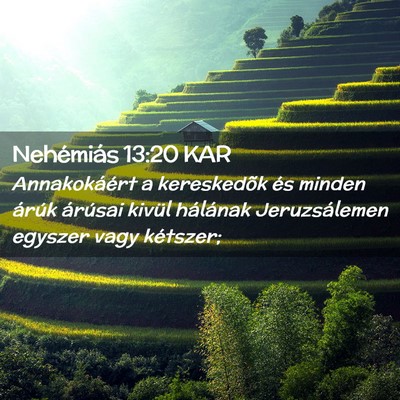 Picture 02 - Nehémiás 13:20 KAR - Annakokáért a kereskedõk és minden árúk - Bible Verse Picture
