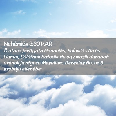 Picture 02 - Nehémiás 3:30 KAR - Õ utána javítgata Hananiás, Selemiás fia és - Bible Verse Picture