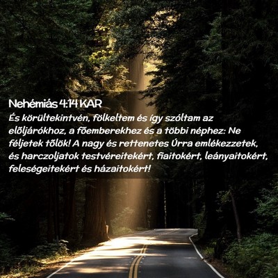 Picture 02 - Nehémiás 4:14 KAR - És körültekintvén, fölkeltem és így - Bible Verse Picture