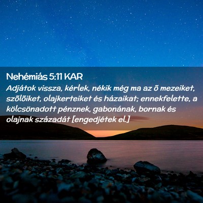 Picture 02 - Nehémiás 5:11 KAR - Adjátok vissza, kérlek, nékik még ma az õ - Bible Verse Picture