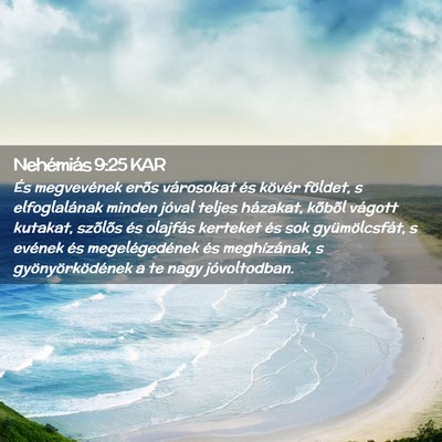 Picture 02 - Nehémiás 9:25 KAR - És megvevének erõs városokat és kövér - Bible Verse Picture