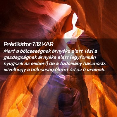 Picture 02 - Prédikátor 7:12 KAR - Mert a bölcseségnek árnyéka alatt, [és] a - Bible Verse Picture