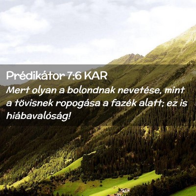 Picture 02 - Prédikátor 7:6 KAR - Mert olyan a bolondnak nevetése, mint a - Bible Verse Picture