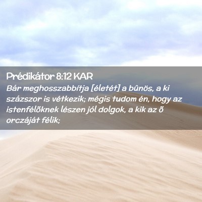 Picture 02 - Prédikátor 8:12 KAR - Bár meghosszabbítja [életét] a bûnös, a ki - Bible Verse Picture