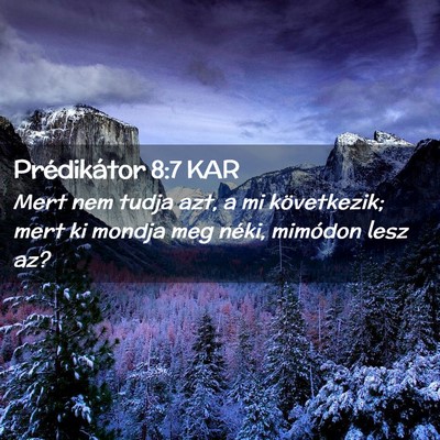 Picture 02 - Prédikátor 8:7 KAR - Mert nem tudja azt, a mi következik; mert ki - Bible Verse Picture