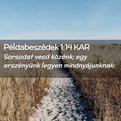 Picture 02 - Példabeszédek 1:14 KAR - Sorsodat vesd közénk; egy erszényünk legyen - Bible Verse Picture