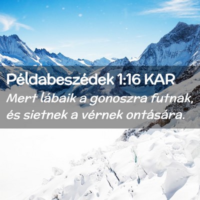 Picture 02 - Példabeszédek 1:16 KAR - Mert lábaik a gonoszra futnak, és sietnek a - Bible Verse Picture