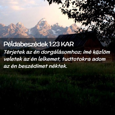 Picture 02 - Példabeszédek 1:23 KAR - Térjetek az én dorgálásomhoz; ímé közlöm - Bible Verse Picture