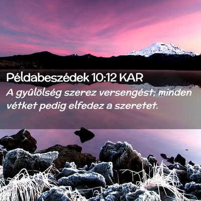 Picture 02 - Példabeszédek 10:12 KAR - A gyûlölség szerez versengést; minden vétket - Bible Verse Picture