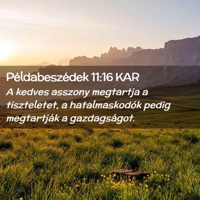Picture 02 - Példabeszédek 11:16 KAR - A kedves asszony megtartja a tiszteletet, a - Bible Verse Picture