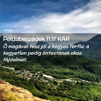 Picture 02 - Példabeszédek 11:17 KAR - Õ magával tesz jól a kegyes férfiú; a - Bible Verse Picture
