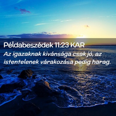 Picture 02 - Példabeszédek 11:23 KAR - Az igazaknak kivánsága csak jó, az - Bible Verse Picture