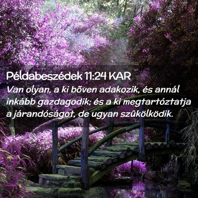 Picture 02 - Példabeszédek 11:24 KAR - Van olyan, a ki bõven adakozik, és annál - Bible Verse Picture