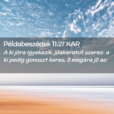Picture 02 - Példabeszédek 11:27 KAR - A ki jóra igyekezik, jóakaratot szerez: a ki - Bible Verse Picture