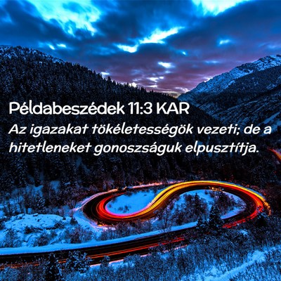 Picture 02 - Példabeszédek 11:3 KAR - Az igazakat tökéletességök vezeti; de a - Bible Verse Picture
