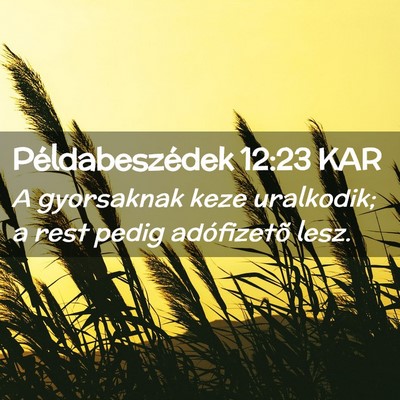 Picture 02 - Példabeszédek 12:23 KAR - A gyorsaknak keze uralkodik; a rest pedig - Bible Verse Picture