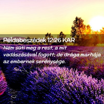 Picture 02 - Példabeszédek 12:26 KAR - Nem süti meg a rest, a mit vadászásával - Bible Verse Picture