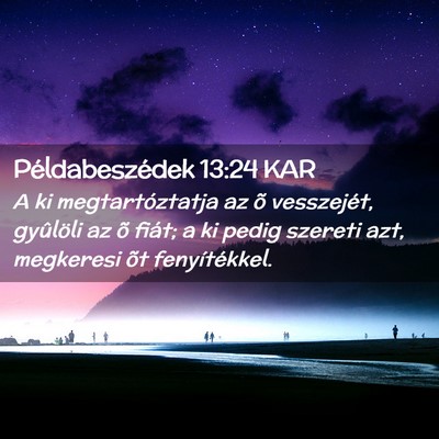 Picture 02 - Példabeszédek 13:24 KAR - A ki megtartóztatja az õ vesszejét, gyûlöli - Bible Verse Picture