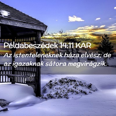 Picture 02 - Példabeszédek 14:11 KAR - Az istenteleneknek háza elvész; de az igazaknak - Bible Verse Picture