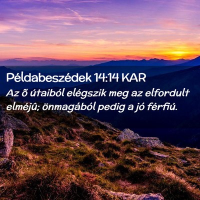 Picture 02 - Példabeszédek 14:14 KAR - Az õ útaiból elégszik meg az elfordult - Bible Verse Picture