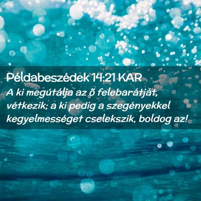 Picture 02 - Példabeszédek 14:21 KAR - A ki megútálja az õ felebarátját, vétkezik; - Bible Verse Picture