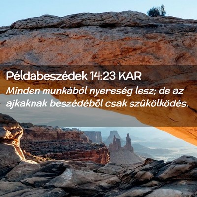 Picture 02 - Példabeszédek 14:23 KAR - Minden munkából nyereség lesz; de az ajkaknak - Bible Verse Picture