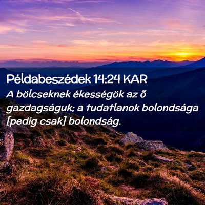Picture 02 - Példabeszédek 14:24 KAR - A bölcseknek ékességök az õ gazdagságuk; a - Bible Verse Picture