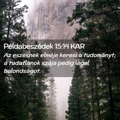 Picture 02 - Példabeszédek 15:14 KAR - Az eszesnek elméje keresi a tudományt; a - Bible Verse Picture