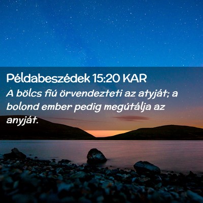 Picture 02 - Példabeszédek 15:20 KAR - A bölcs fiú örvendezteti az atyját; a bolond - Bible Verse Picture