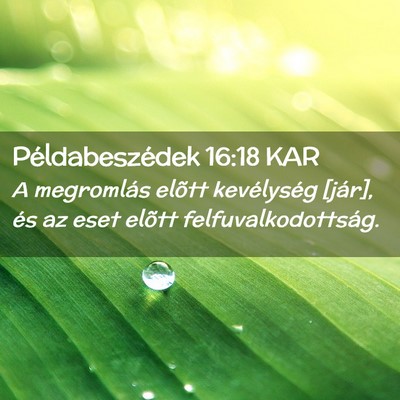 Picture 02 - Példabeszédek 16:18 KAR - A megromlás elõtt kevélység [jár], és az - Bible Verse Picture