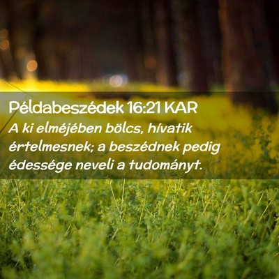 Picture 02 - Példabeszédek 16:21 KAR - A ki elméjében bölcs, hívatik értelmesnek; a - Bible Verse Picture