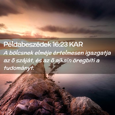 Picture 02 - Példabeszédek 16:23 KAR - A bölcsnek elméje értelmesen igazgatja az õ - Bible Verse Picture