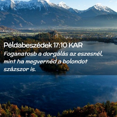 Picture 02 - Példabeszédek 17:10 KAR - Foganatosb a dorgálás az eszesnél, mint ha - Bible Verse Picture