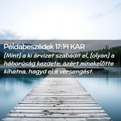 Picture 02 - Példabeszédek 17:14 KAR - [Mint] a ki árvizet szabadít el, [olyan] a - Bible Verse Picture