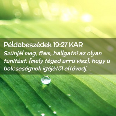 Picture 02 - Példabeszédek 19:27 KAR - Szünjél meg, fiam, hallgatni az olyan - Bible Verse Picture