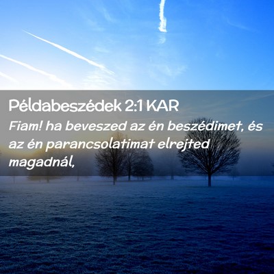 Picture 02 - Példabeszédek 2:1 KAR - Fiam! ha beveszed az én beszédimet, és az én - Bible Verse Picture