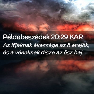 Picture 02 - Példabeszédek 20:29 KAR - Az ifjaknak ékessége az õ erejök; és a - Bible Verse Picture