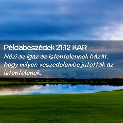 Picture 02 - Példabeszédek 21:12 KAR - Nézi az igaz az istentelennek házát, hogy - Bible Verse Picture