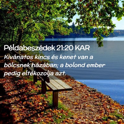 Picture 02 - Példabeszédek 21:20 KAR - Kivánatos kincs és kenet van a bölcsnek - Bible Verse Picture