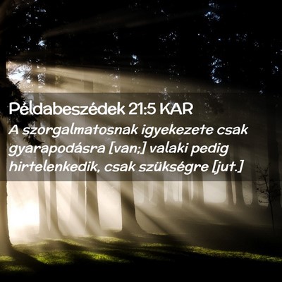 Picture 02 - Példabeszédek 21:5 KAR - A szorgalmatosnak igyekezete csak gyarapodásra - Bible Verse Picture