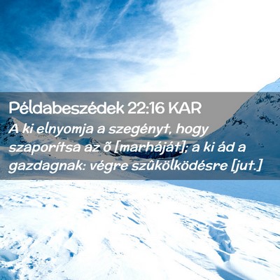 Picture 02 - Példabeszédek 22:16 KAR - A ki elnyomja a szegényt, hogy szaporítsa az õ - Bible Verse Picture