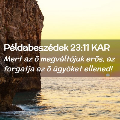 Picture 02 - Példabeszédek 23:11 KAR - Mert az õ megváltójuk erõs, az forgatja az õ - Bible Verse Picture