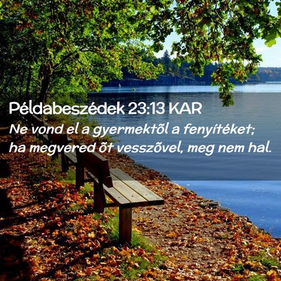 Picture 02 - Példabeszédek 23:13 KAR - Ne vond el a gyermektõl a fenyítéket; ha - Bible Verse Picture