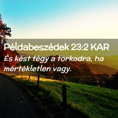 Picture 02 - Példabeszédek 23:2 KAR - És kést tégy a torkodra, ha mértékletlen - Bible Verse Picture